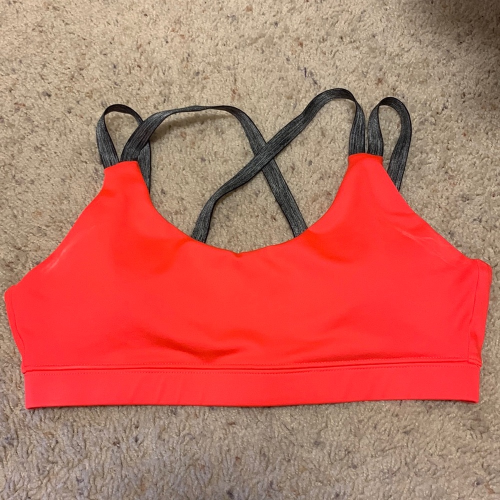 NEON ORANGE  STRAPPY SPORTS BRA SIZE SMALL